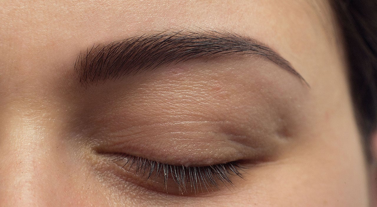 Close up of a woman's beautiful eyelid.