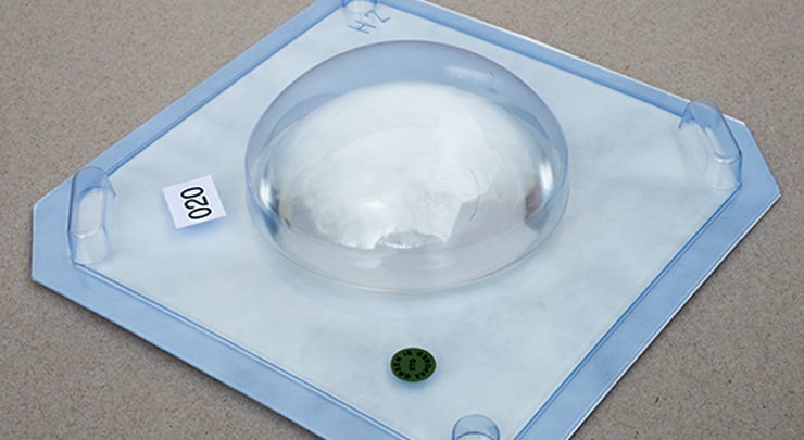Silicone breast implant in package.