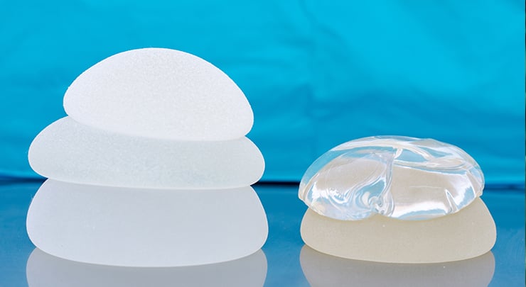 Breast implants on table for breast augmentation.