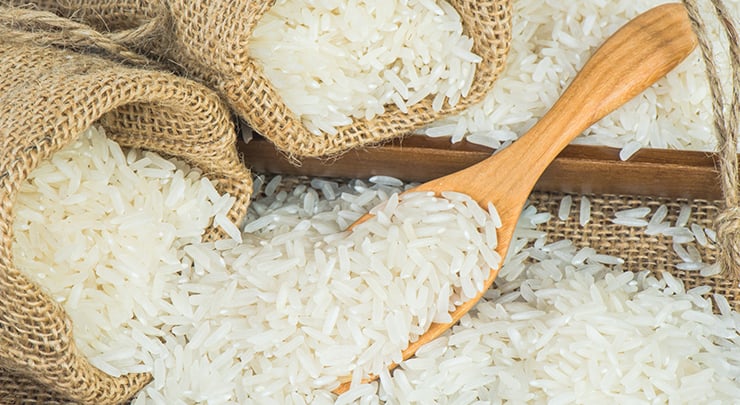 Uncooked rice used for rice test in measuring breast implant size.