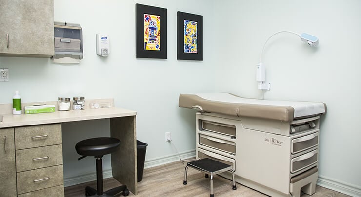 Treatment room for plastic surgery consultations and Botox treatments.